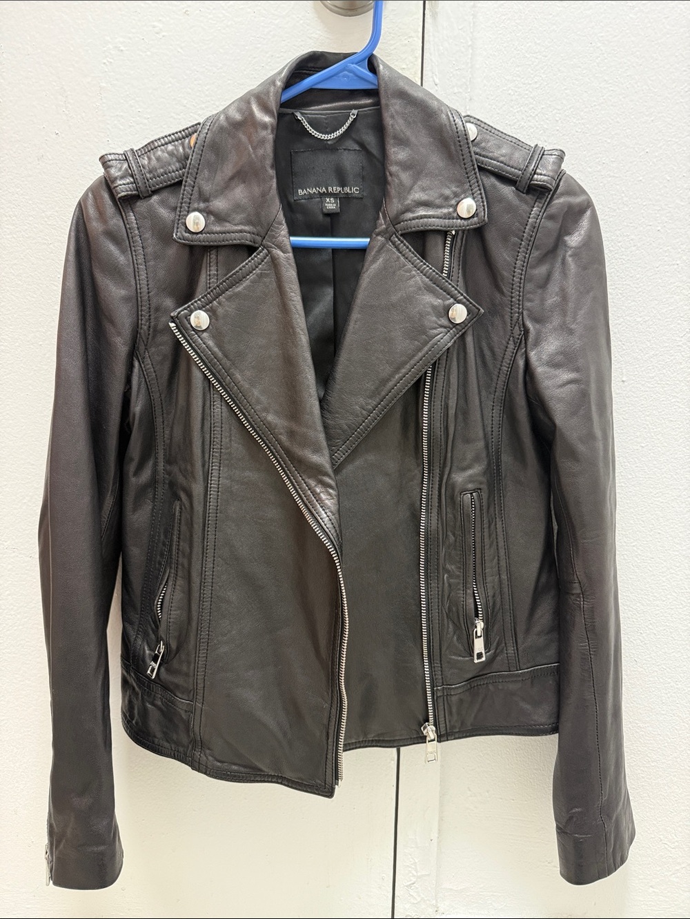 Banana Republic Black Leather Asymmetric Moto Jacket